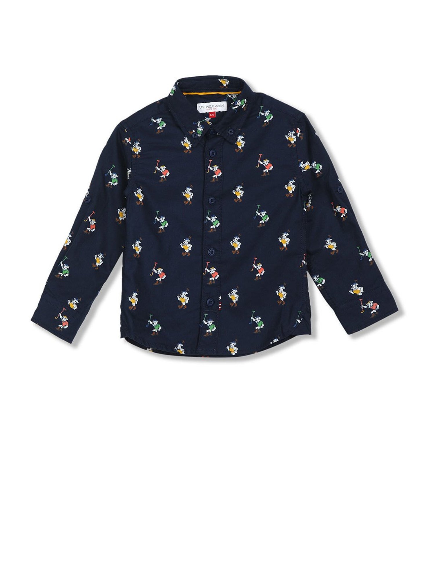 U.S. Polo Assn. Kids Navy Printed Full Sleeves Shirt
