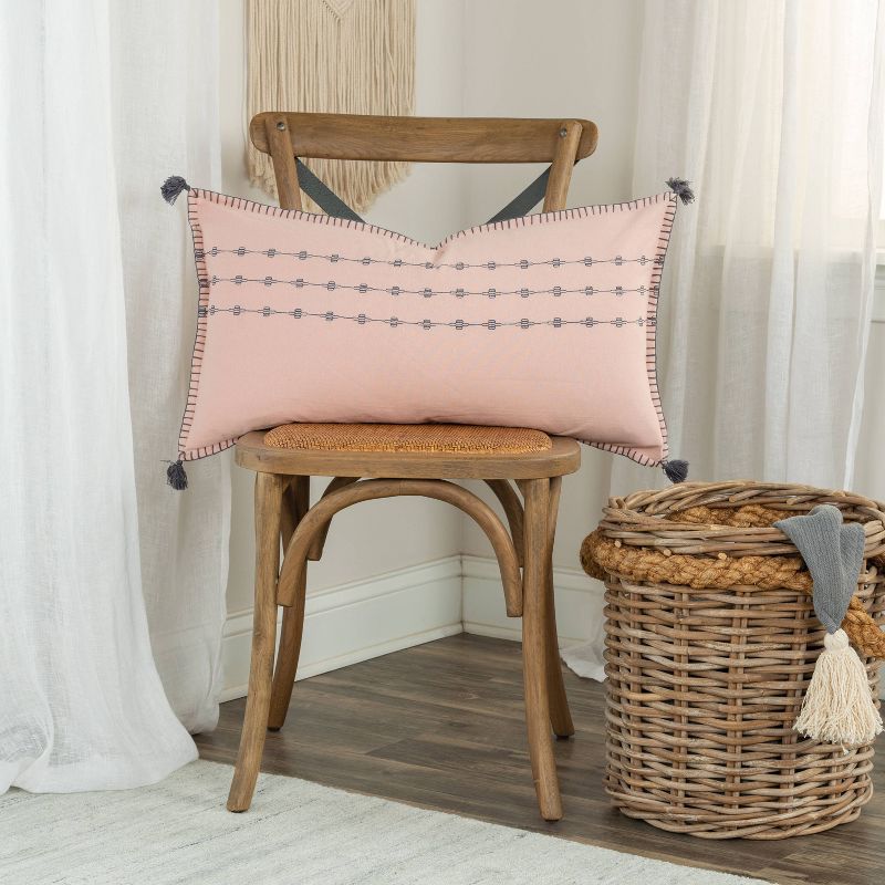 14"x26" Geometric Patterning Polyester Filled Pillow Blush - Donny Osmond Home