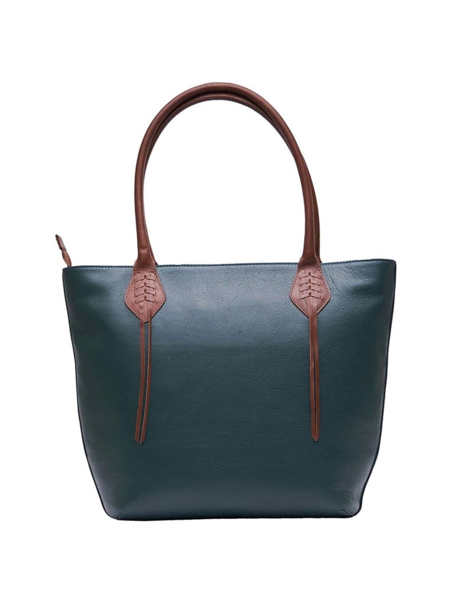Tohl Teal Green Solid Medium Tote Handbag