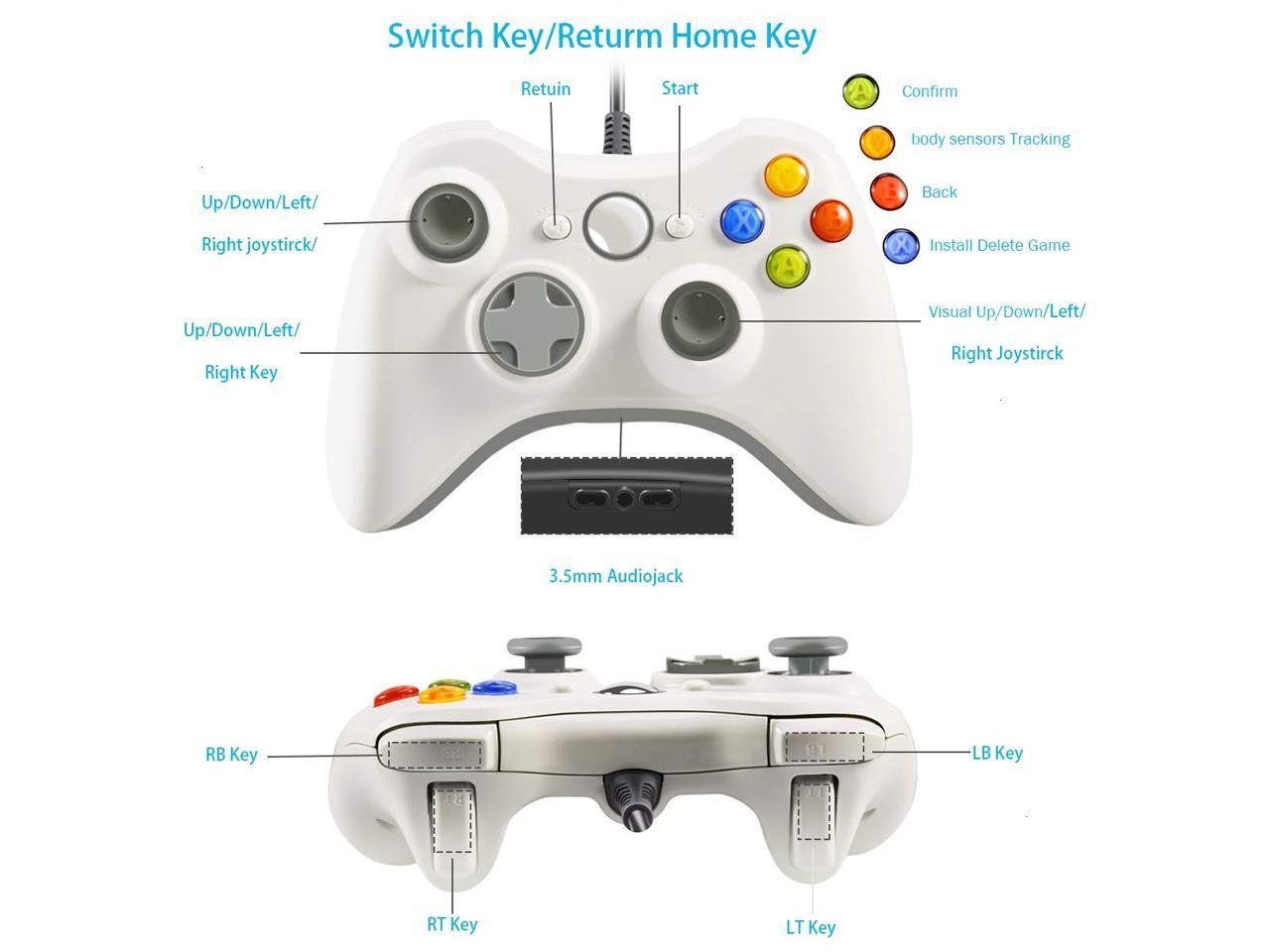 Wired Game Controller PS4 USB2.0 Gamepad,Joypad with Shoulders Buttons, for Microsoft Xbox360/PC