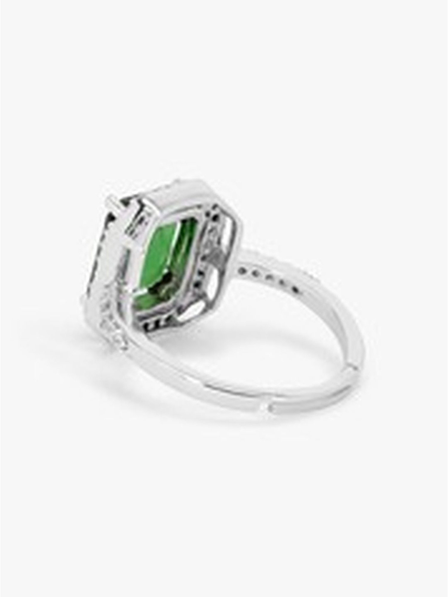 March by FableStreet 92.5 Sterling Silver Green Zircon Statement Ring for Women
