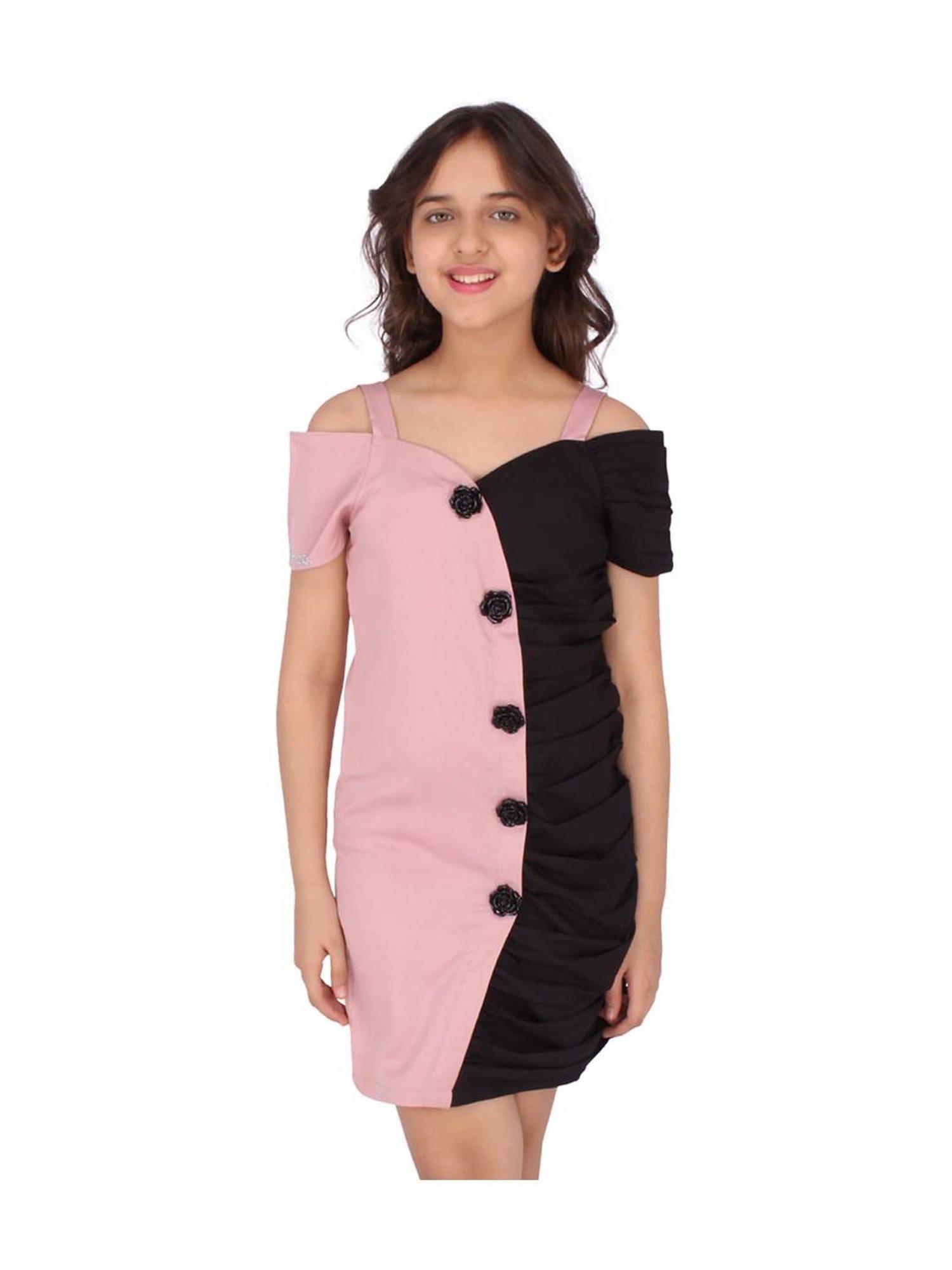Cutecumber Kids Black & Pink Color Block Dress