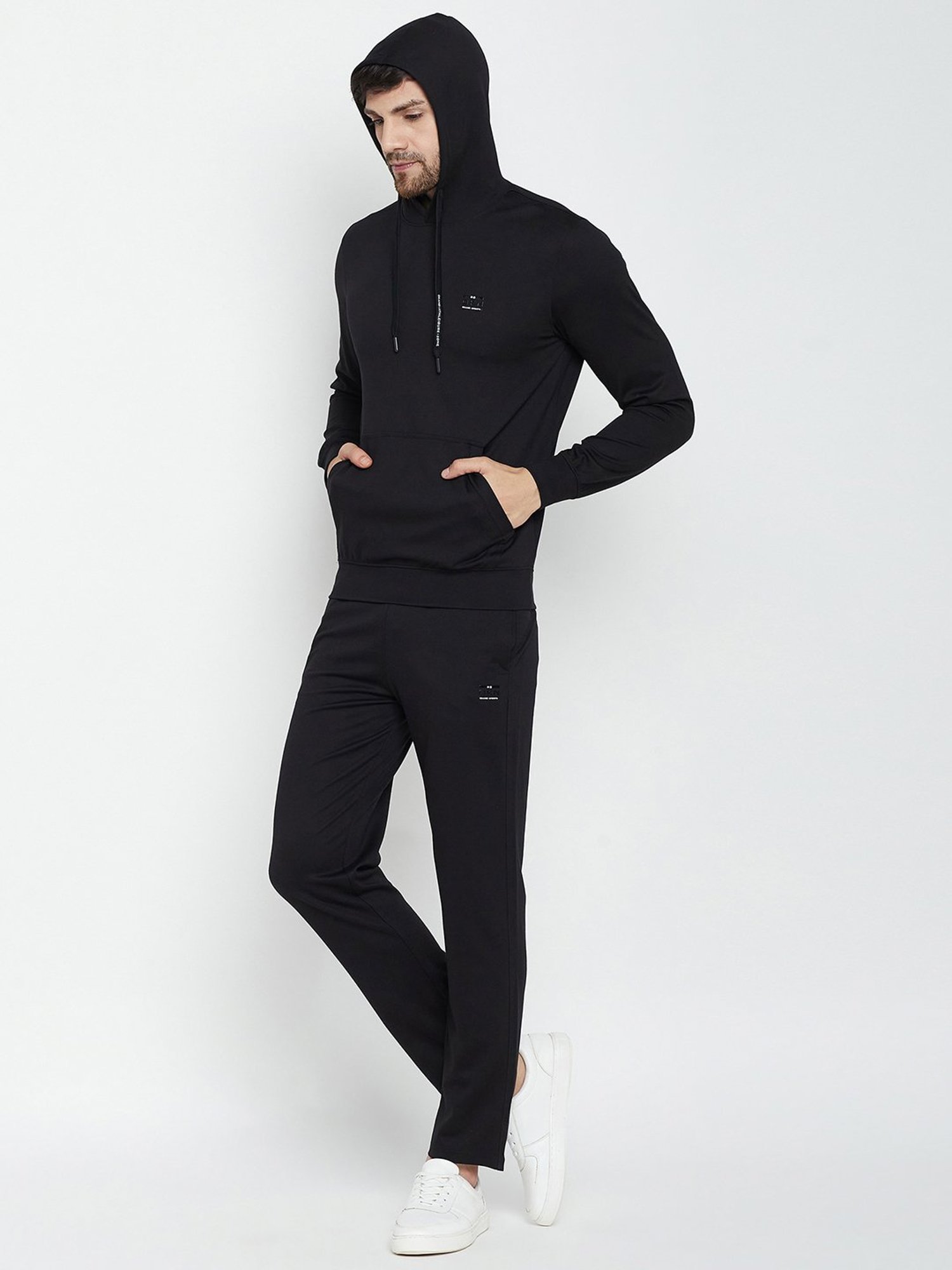 Okane Black Regular Fit Sweatshirt & Trackpants Set