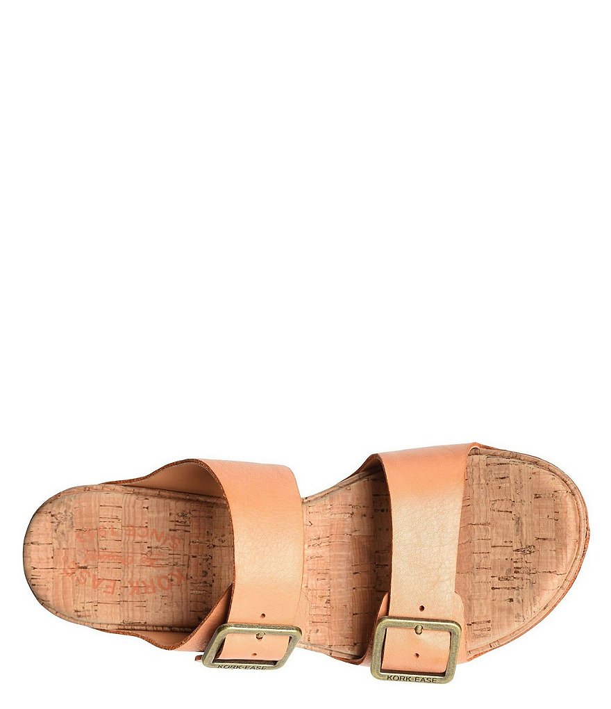 Kork-Ease Grace Leather Buckle Strap Platform Wedge Slide Sandals