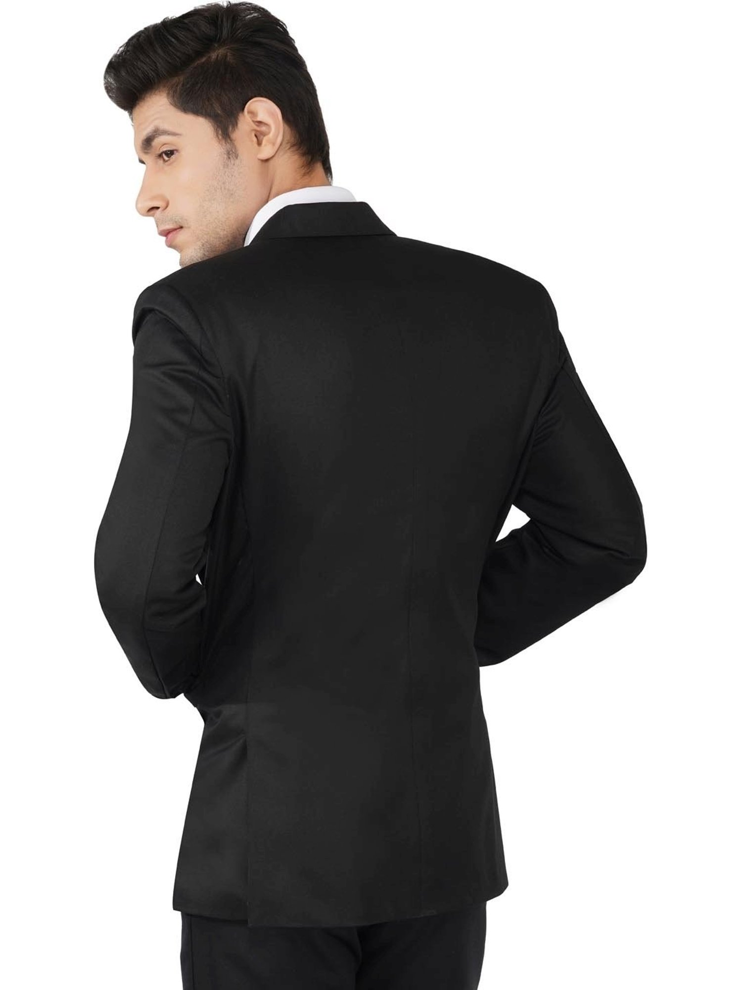 TAHVO Black Cotton Regular Fit Blazer