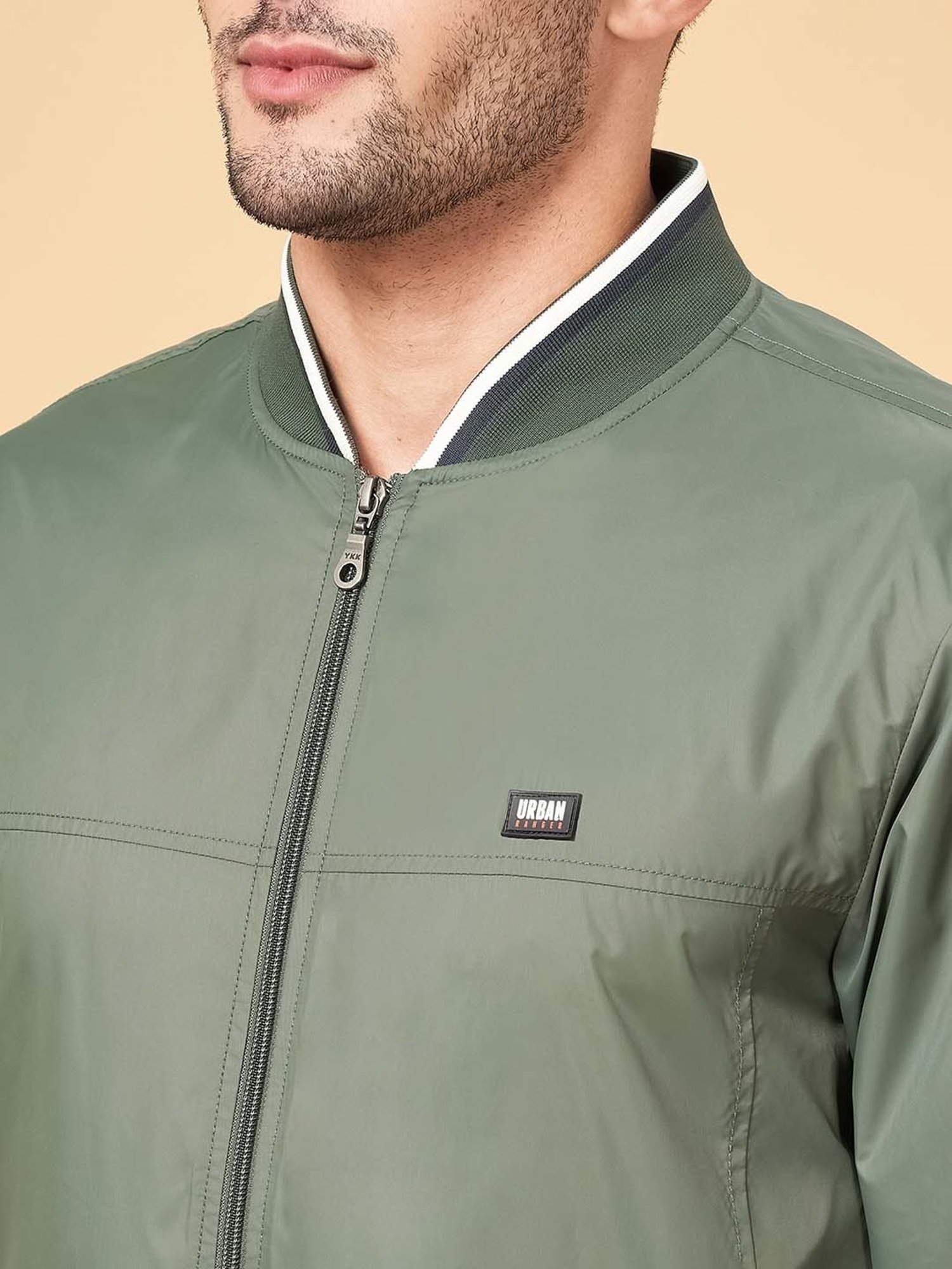Urban Ranger by Pantaloons Olive Regular Fit Bomber Jacket
