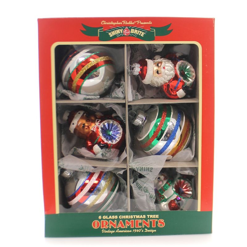 Christopher Radko 3.25" Traditional Brites Rounds & Figures Shiny Brite  -  Ornament Sets