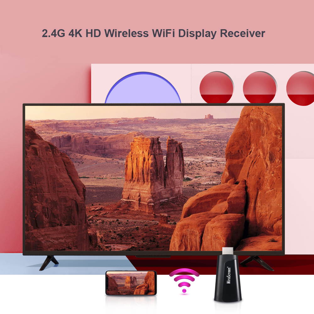 2.4G 4K HD Wireless WiFi Display Receiver TV Dongle TV Stick Adapter Android Miracast for IOS Android