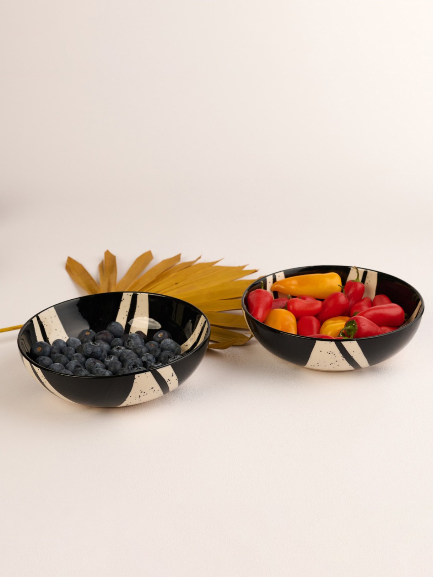 BlackCarrot Black & White Ceramic Snack Bowls Set of 2