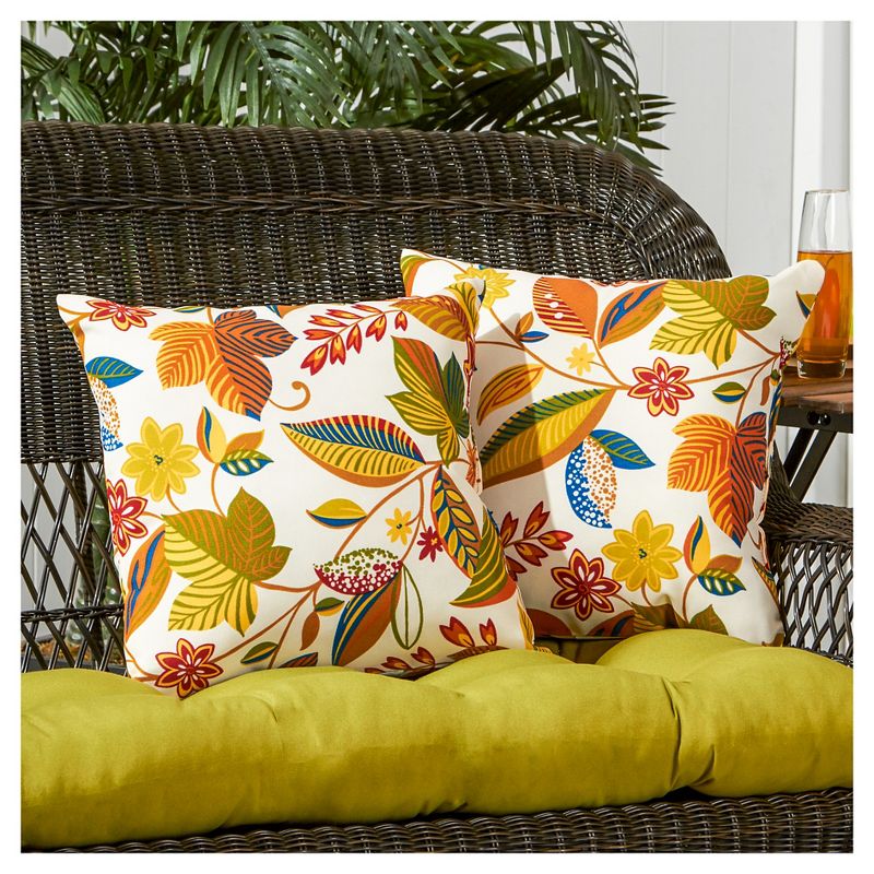 Set of 2 Esprit Floral Outdoor Square Throw Pillows - Kensington Garden