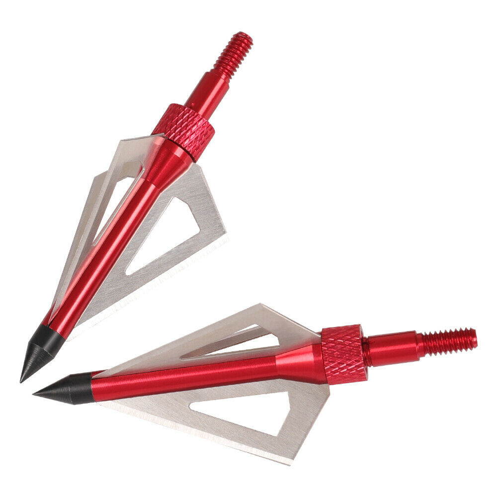 12&times;100grain 3 Blade Crossed Broadhead Arrow Head Bow Archery Fishing Hunting(Red/100 Grain)