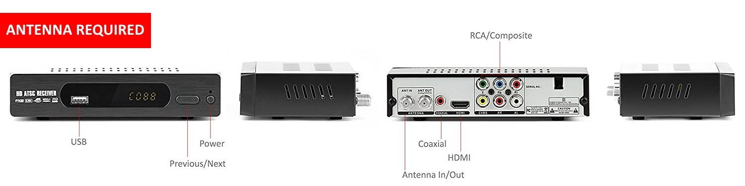 eXuby Digital Converter Box for TV Record and Watch Full HD Digital Channels for FREE (Instant or Scheduled Recording, 1080P HDTV, HDMI Output, 7 Day Program Guide and LCD Screen) Includes RCA Cable