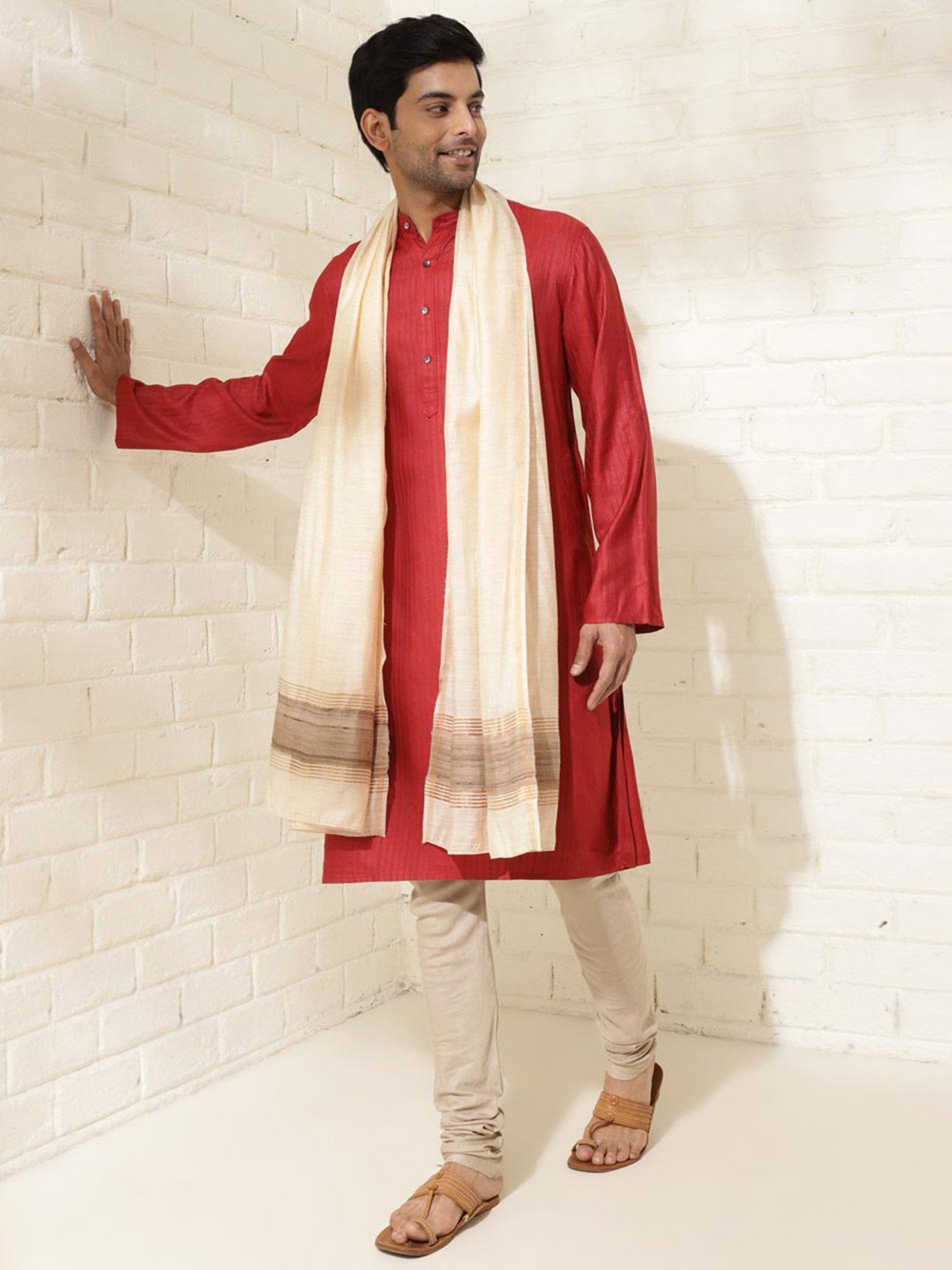 Fabindia Beige Self Design Stole