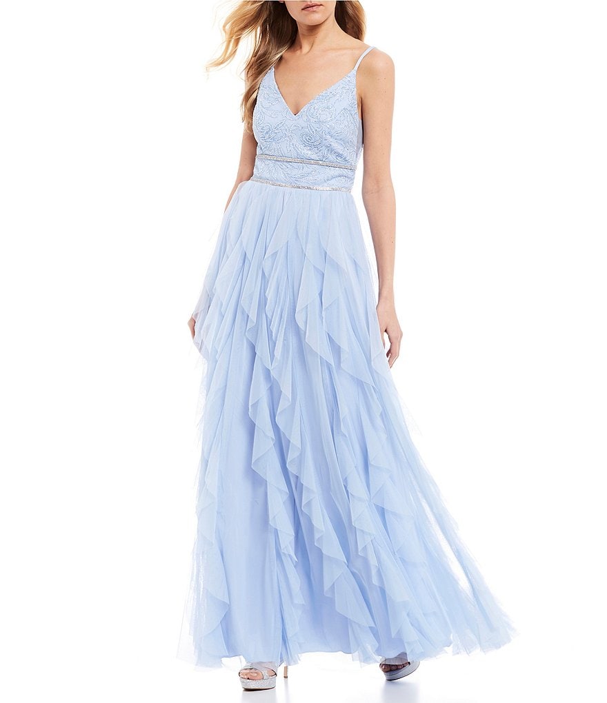 Teeze Me Caviar Beaded Bodice Corkscrew Dress