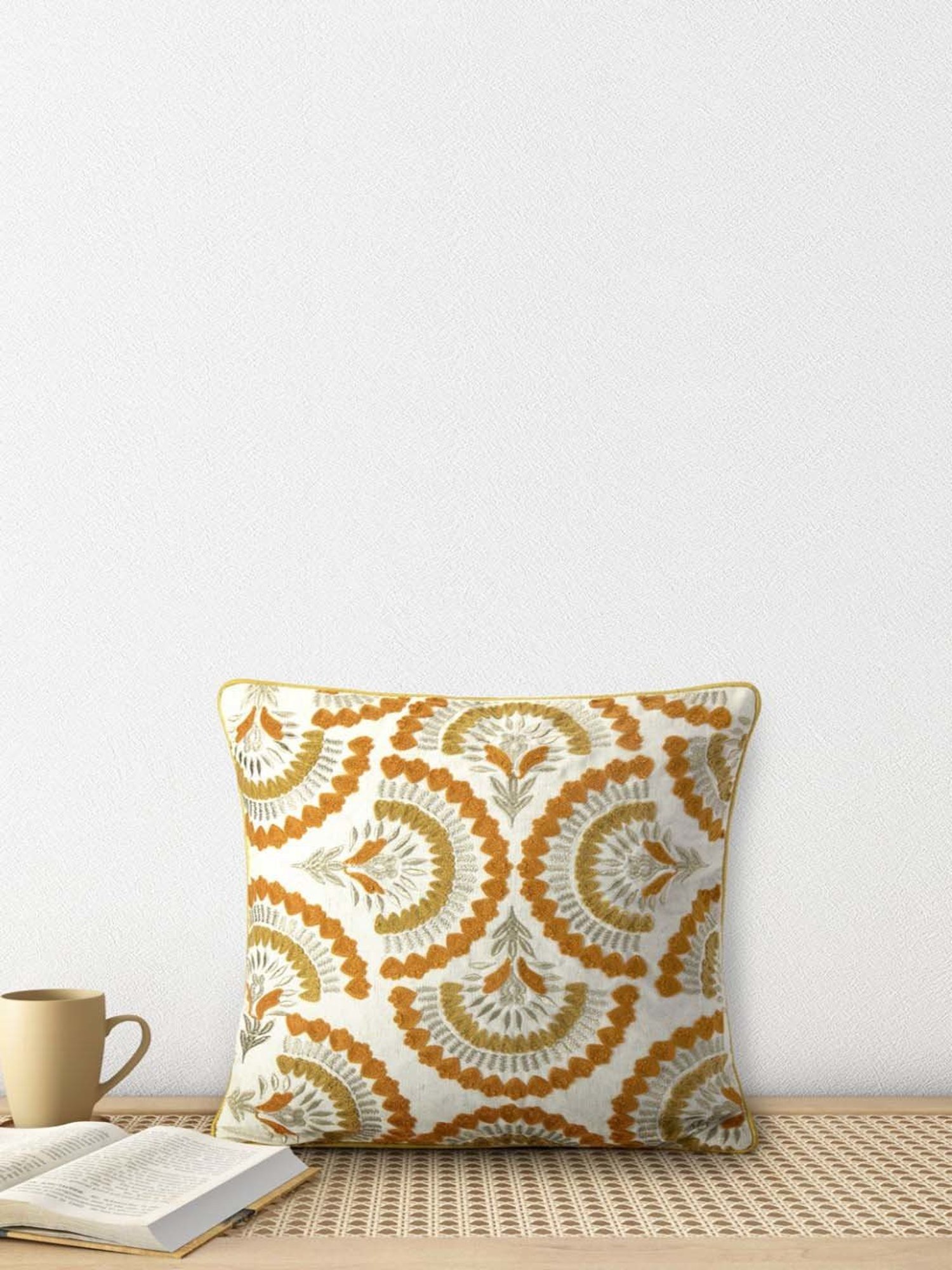 Living Scapes by Pantaloons Rust Cotton Cushion Cover