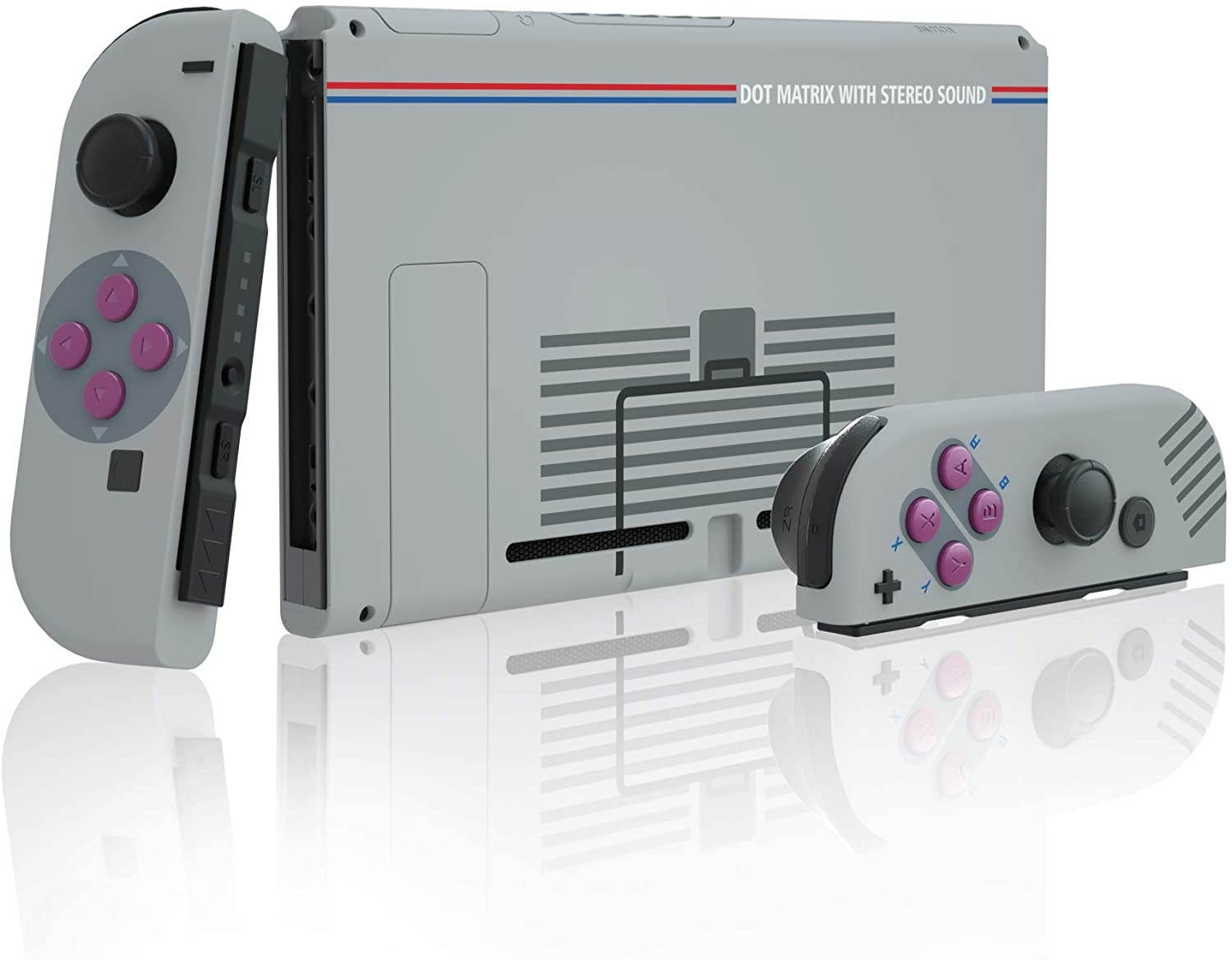 eXtremeRate Soft Touch Grip Back Plate for Nintendo Switch Console, NS Joycon Handheld Controller Housing with Buttons, DIY Replacement Shell for Nintendo Switch - Classic 1989 GB DMG-01