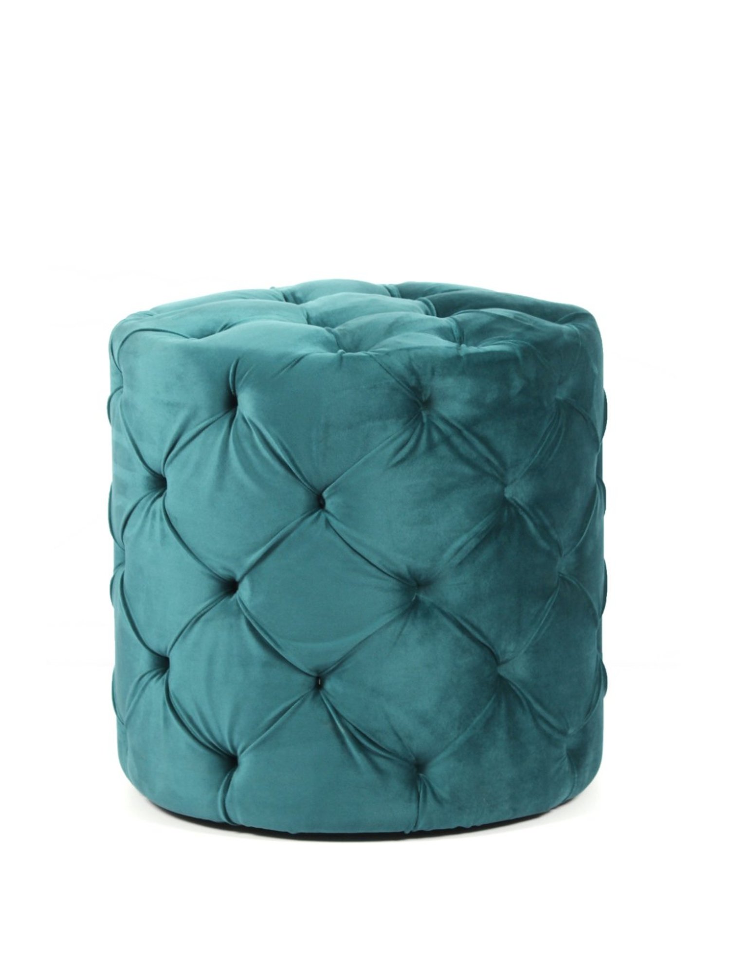 Ikiriya Dallas Solid Blue Wood Ottoman Turquoise Sea Velvet Finish