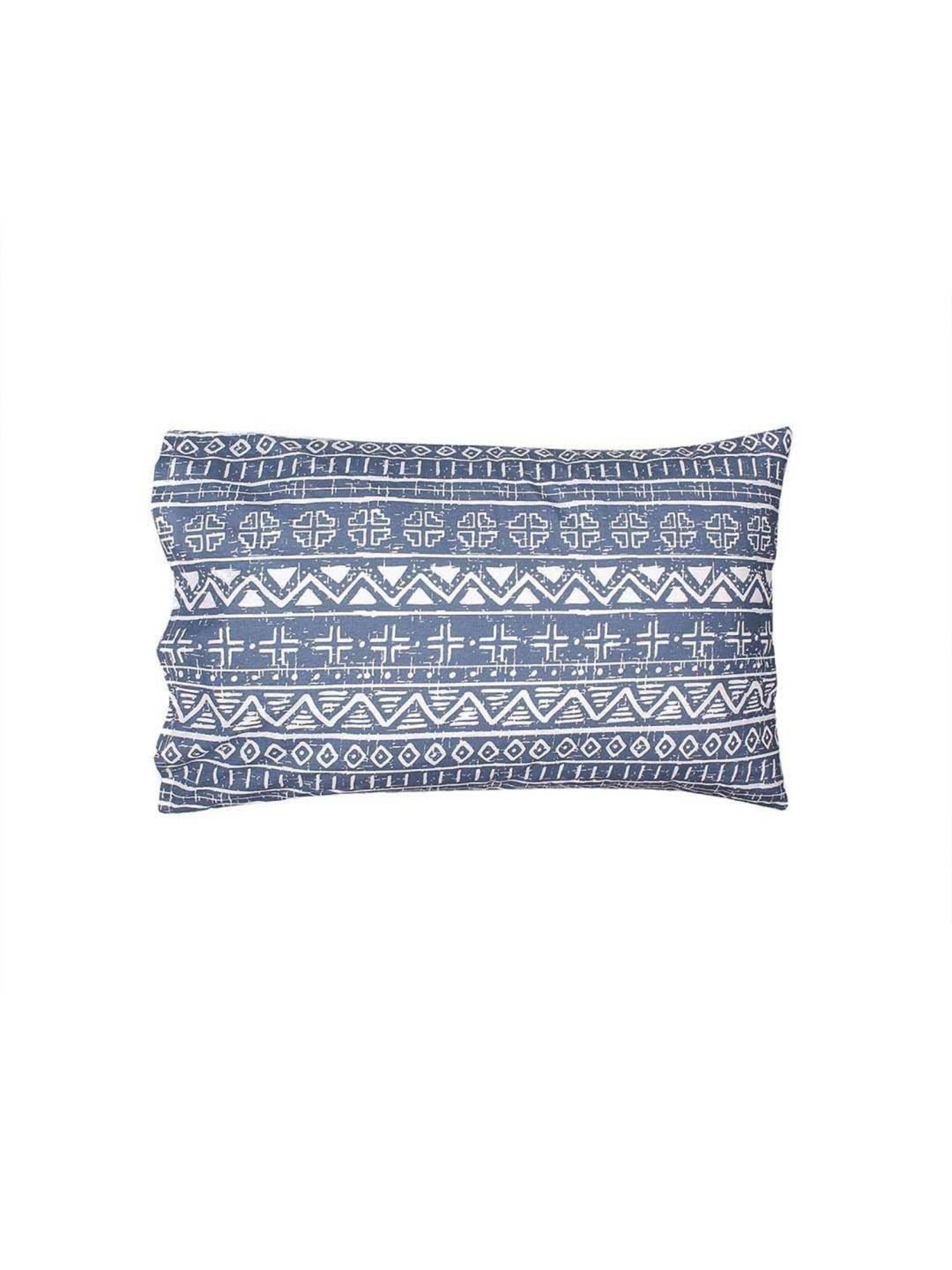 House This Kullu Patti Blue Cotton 144 TC Single Size Bedsheet With Pillow Covers