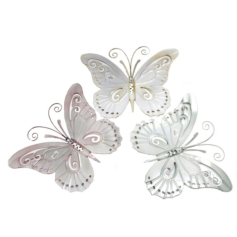 Home & Garden 13.0" Painted Butterfly St/3 Wall Decor Set Of Three Ganz  -  Decorative Sculptures