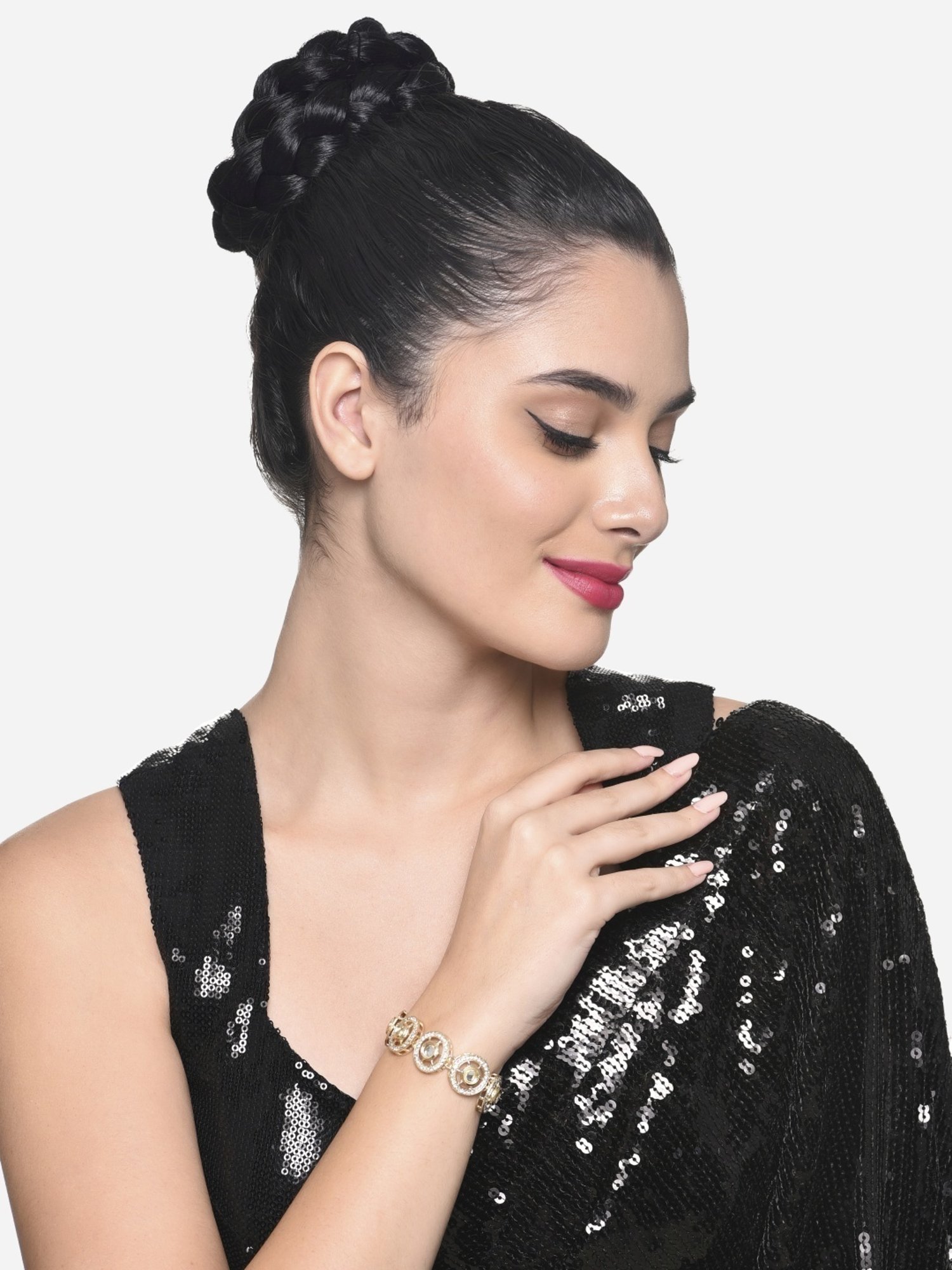 Zaveri Pearls Gold Tone Multistrand Artificial Stones & Beads Ethnic Bracelet -ZPFK16487