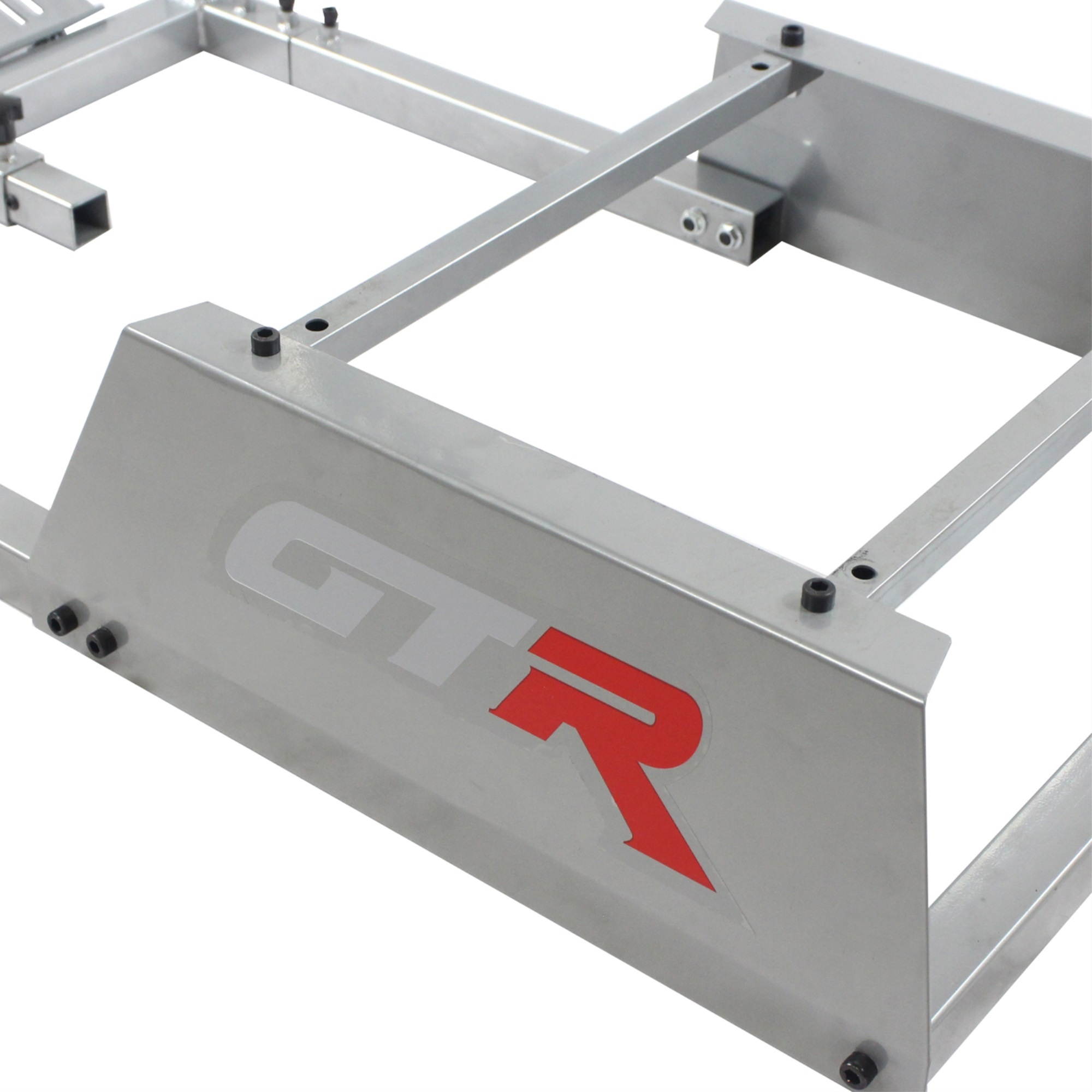GTR Racing Simulator GTAF-S-S105LBKRD - GTA-F Model (Silver) Triple or Single Monitor Stand with Black/Red Adjustable Leatherette Seat, Racing Simulator Cockpit gaming chair Single Monitor Stand