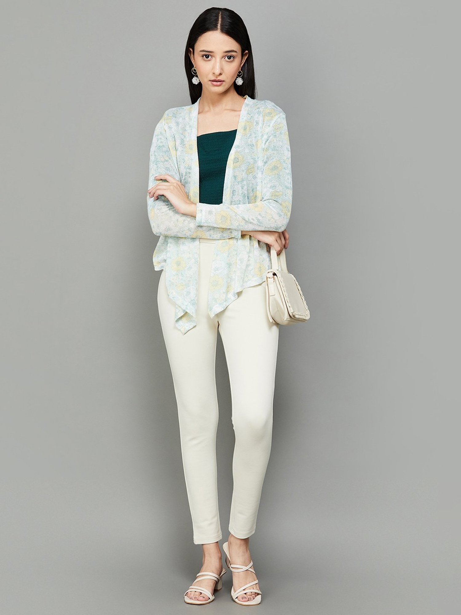 Code by Lifestyle Green Cotton Printed Shrug