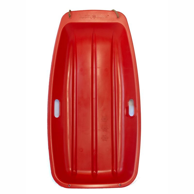 Lucky Bums Kids 35 Inch 1 Person Plastic Snow Toboggan Sled with Built in Handles and Pull Rope for Children Ages 8 and Up, Red and Green
