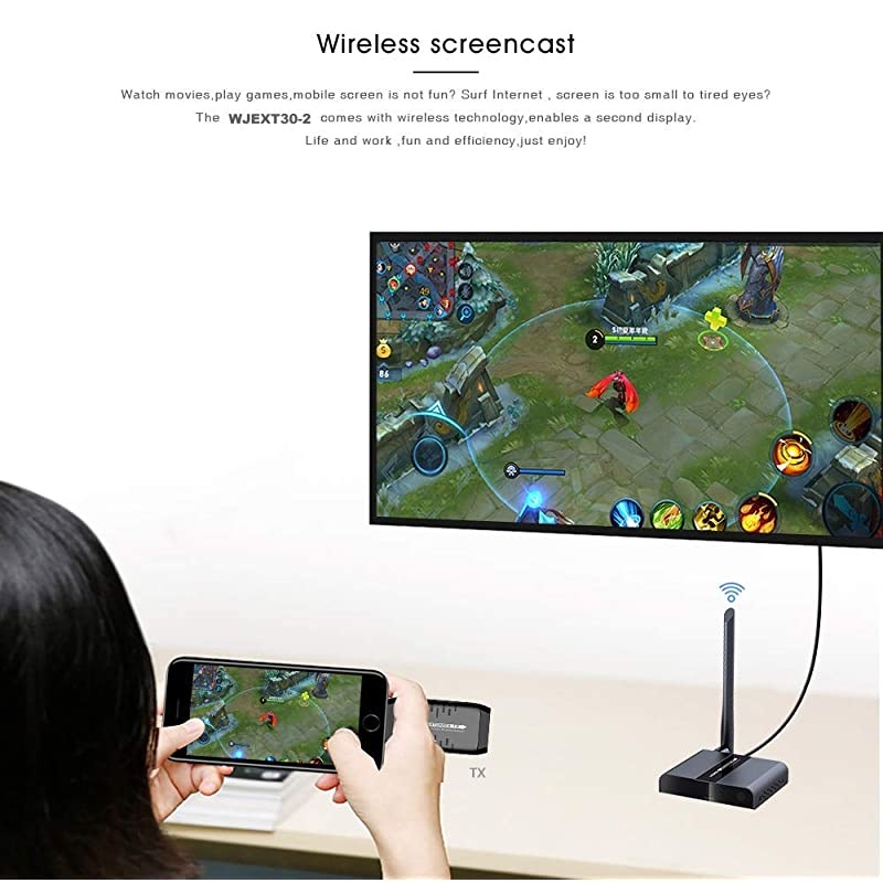 Wireless USB Type-C to HDMI Extender Kit, Transmitter & Receiver for HD 1080p, Up to 100ft/30M, Streaming Video from YouTube TV, Netflix, Hulu TV to TV (WJEXT30-2)