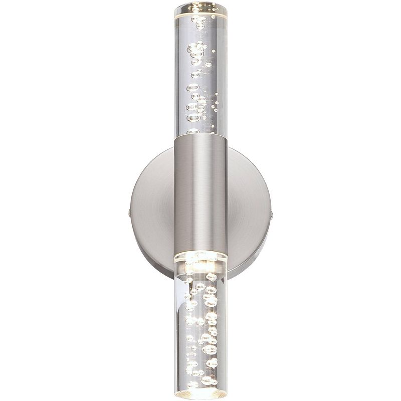 Possini Euro Design Modern Wall Light LED Brushed Nickel 13" Bubble Acrylic Sconce Fixture for Bathroom Bedroom