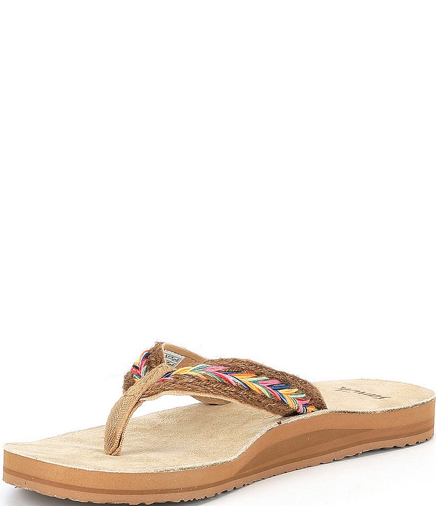 Sanuk Women's Fraidy Hemp Rainbow Flip Flops