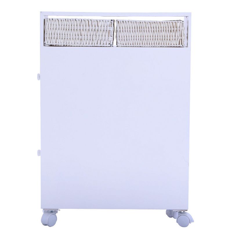 Wood Floor Bathroom Storage Rolling Cabinet Holder Organizer Bath Toilet White