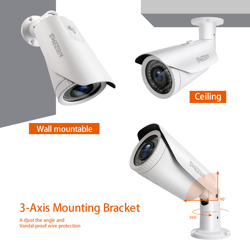 TMEZON 1080P AHD 4-IN-1 2.0MP Dome Camera with Varifocal Manual Zoom Lens 2.8mm-12mm IR Night Vision CCTV Camera for Home Outdoor Surveillance System Metal 1PK/2PK/4PK/8PK