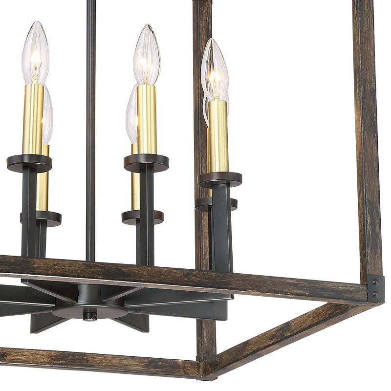 Franklin Iron Works Bronze Wood Grain Cage Foyer Chandelier 20 1/4" Wide Rustic Farmhouse 8-Light Fixture for Dining Room Entryway