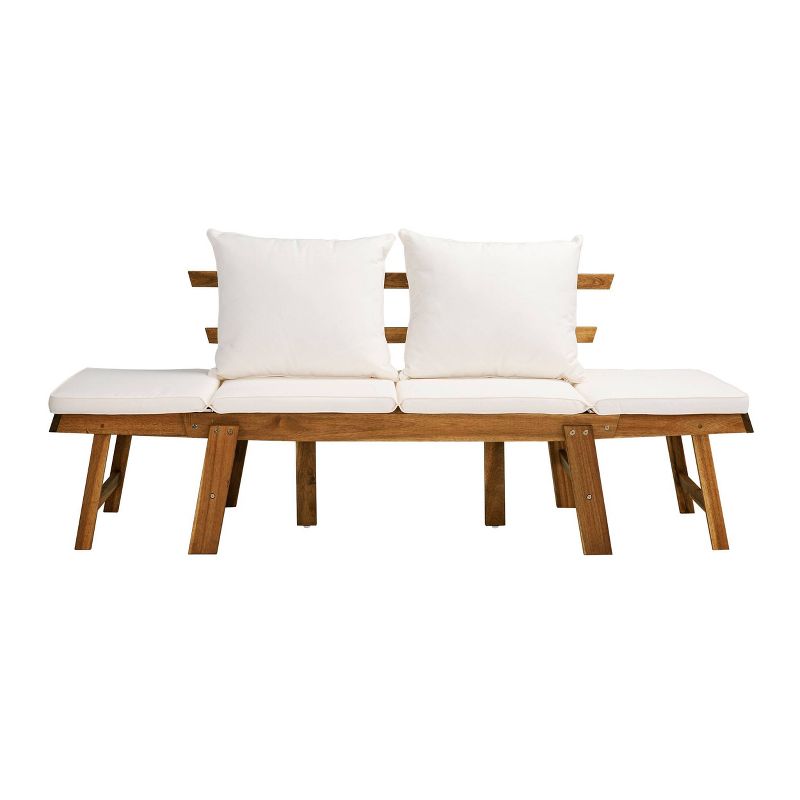 Dolavan Indoor/Outdoor Convertible Lounge Chair/Bench - Natural and White - Holly & Martin