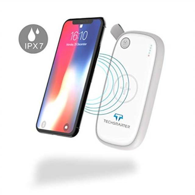 Techsmarter 10,000mAh Waterproof and Reverse Qi Wireless Charging PD USB C Portable Charger (18W), High-Capacity Power Delivery Power Bank Compatible with iPhone 11/X/XS/XR/8, Samsung S8/S9/S10, Note