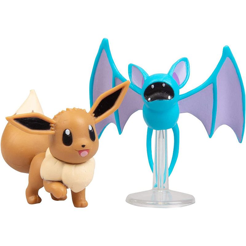 Jazwares Pokemon Battle Figure Multi Pack Set with Launching Action - Includes Ash, Pikachu, Zubat, Eevee, Ditto and Bulbasaur, 6 Pieces