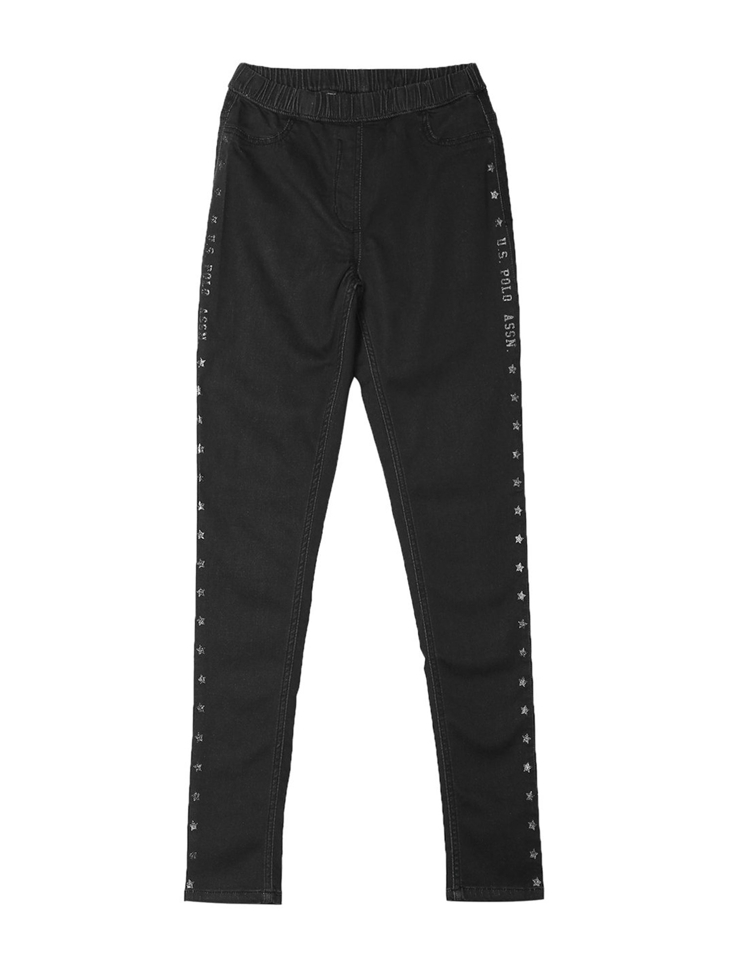 U.S. Polo Assn. Girls Black Printed Jeggings