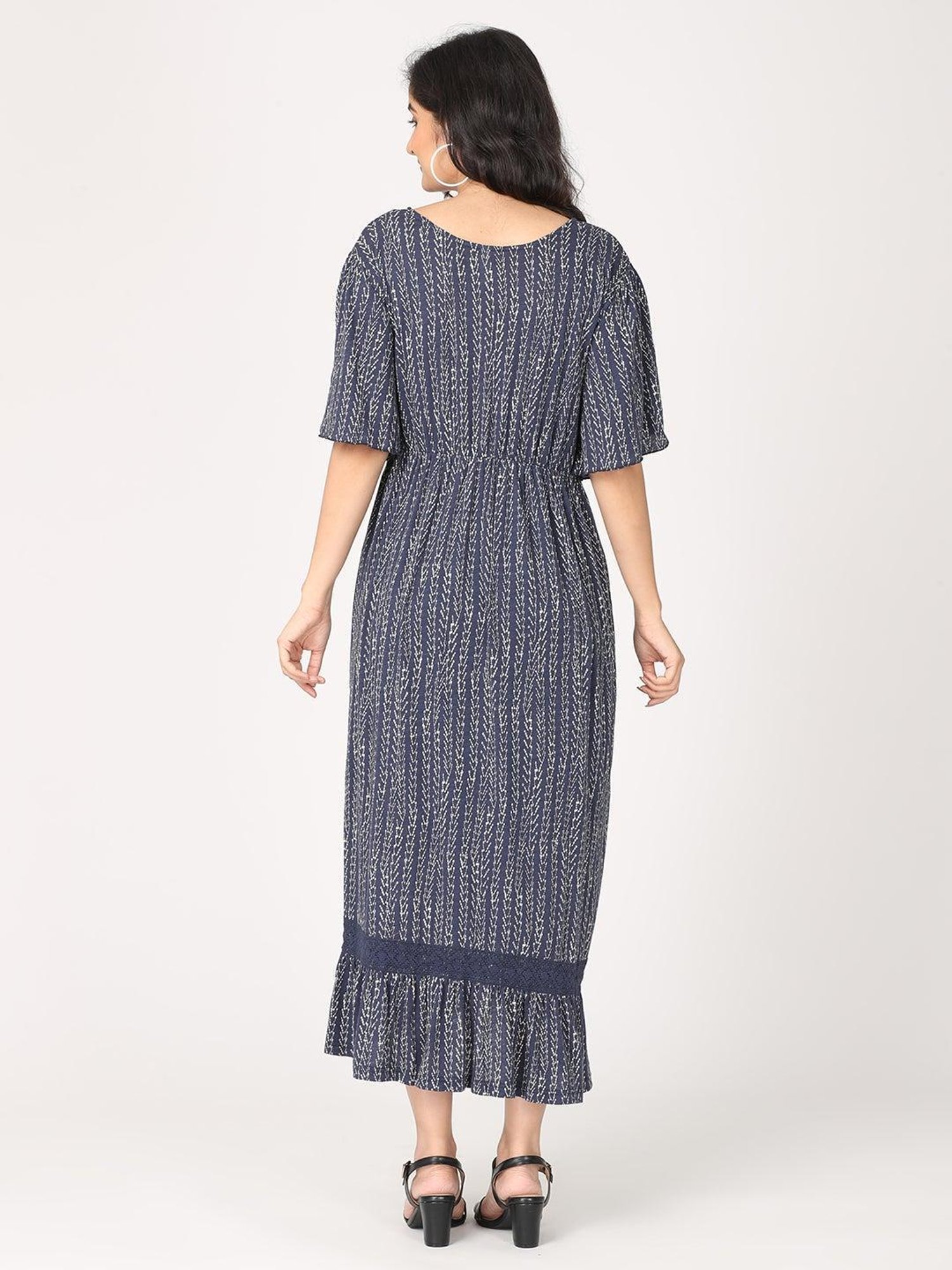 The Mom Store Navy Printed Maternity Dress