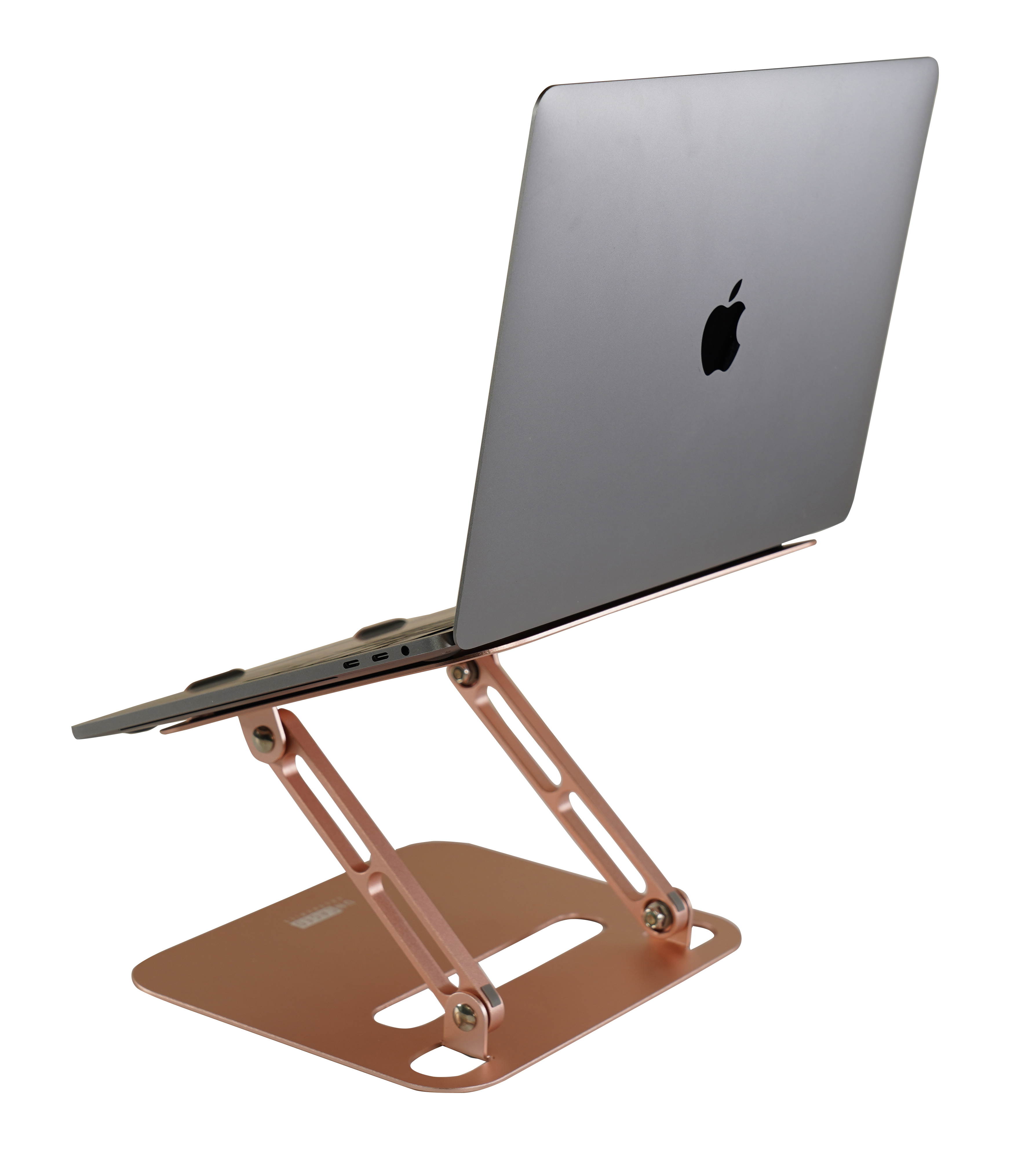 RISE adjustable height tilt laptop desk stand. Small portable ergonomic aluminum notebook computer riser laptop desk stand workstation cooling cooler Rose Gold