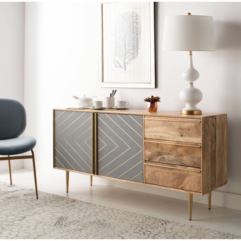 Titan Gold Inlayed Cement Sideboard Natural - Safavieh