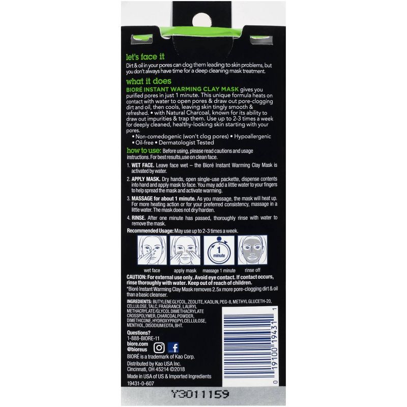 Biore Self Heating One Minute Mask - 4ct