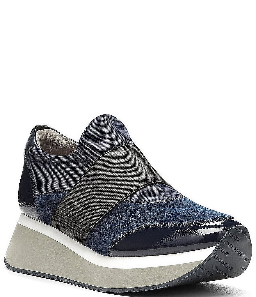Donald Pliner Pelham Neoprene Mixed Leather Slip-On Wedge Sneakers