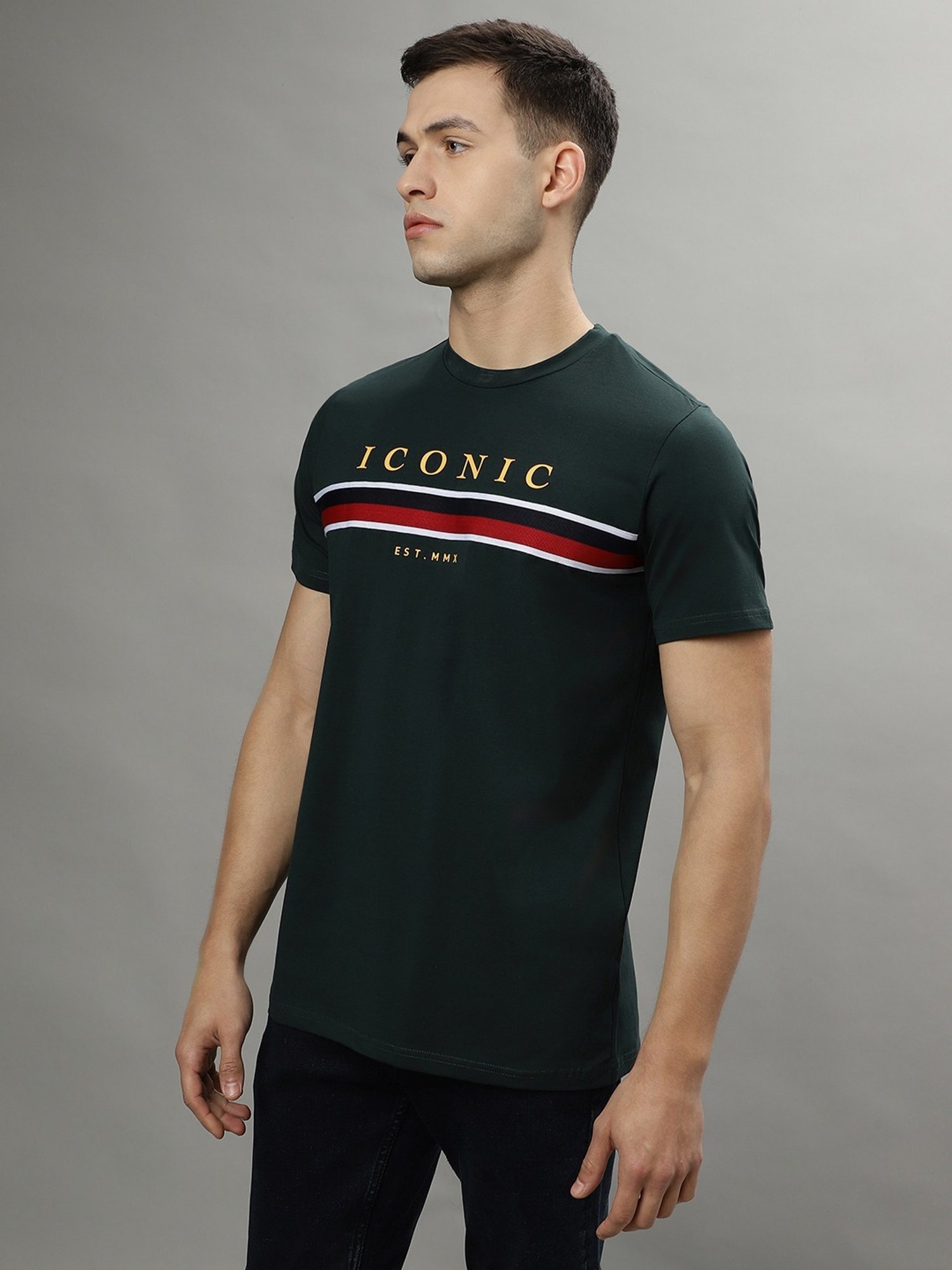 Iconic Men Graphic Print Regular Fit Cotton T-shirt