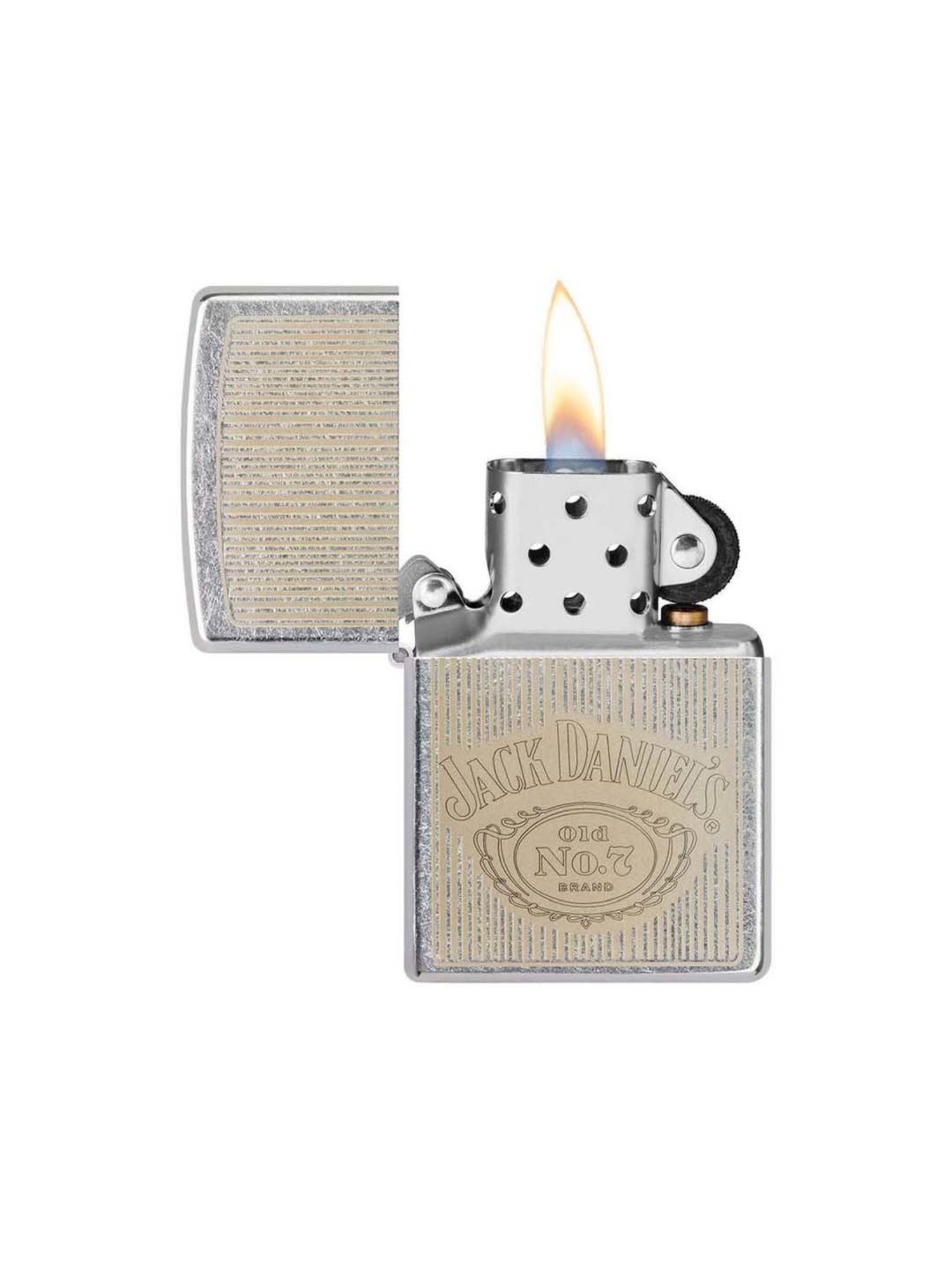 Zippo Chrome Brass Jack Daniels Windproof Pocket Lighter