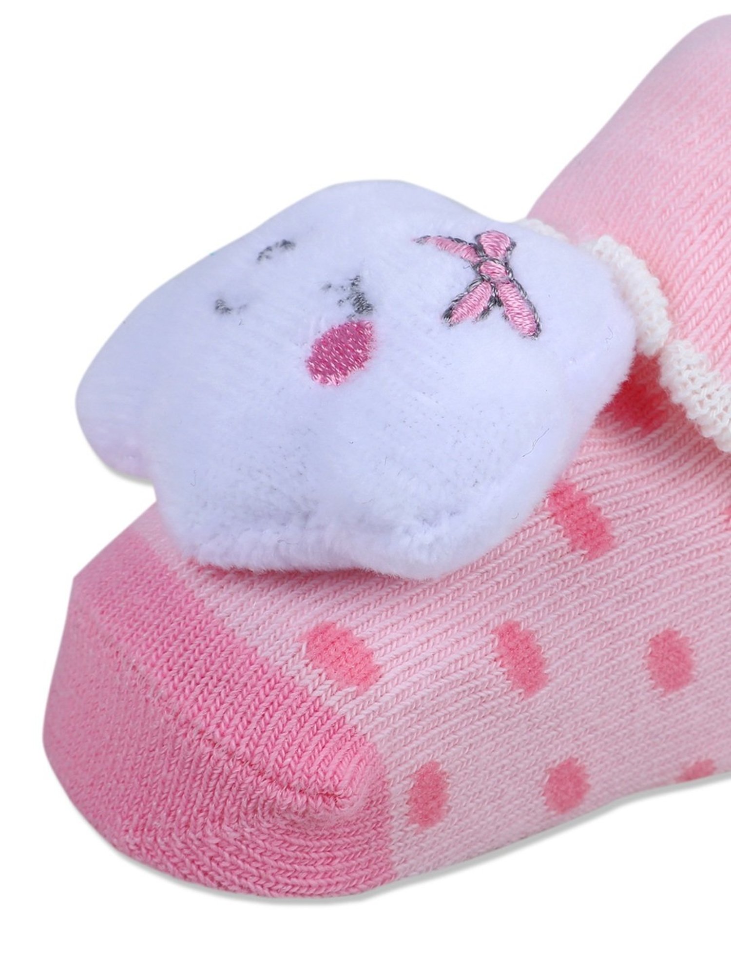 Baby Moo Kids Pink & Snow White Cotton Applique Socks