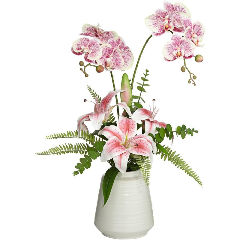 Dahlia Studios Pink Lily 29" High Faux Flowers in Vase