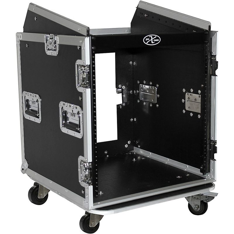 ProX T-12MRSS 12U Rack and 10U Top Mixer DJ Combo ATA Flight Road Case Black