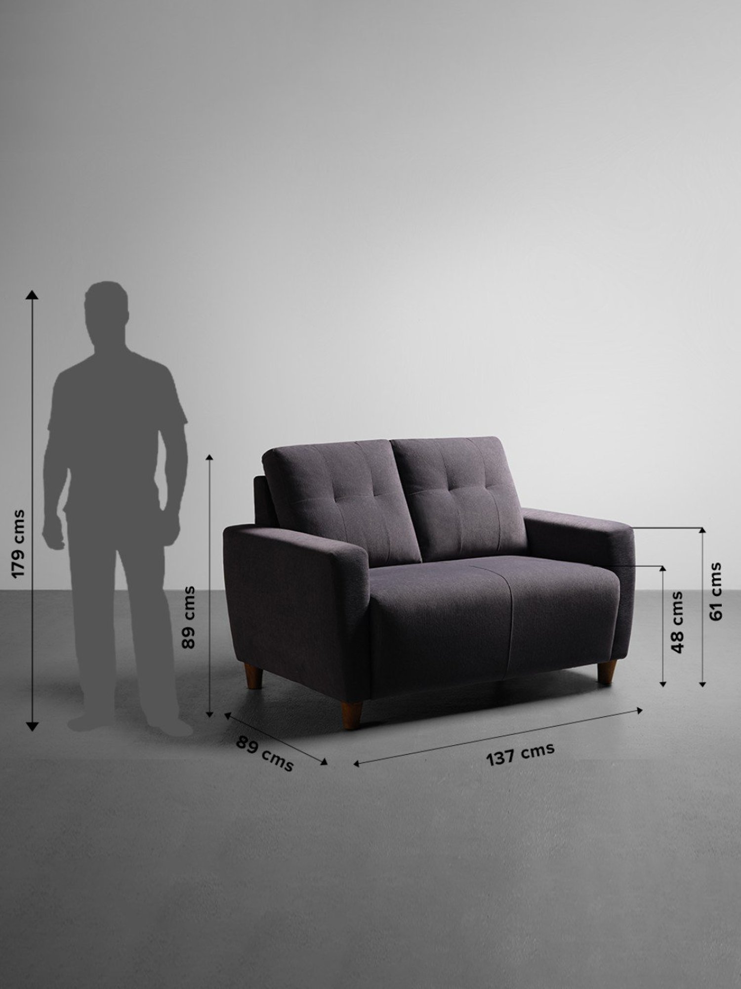 Sleepyhead Yolo Sesame Grey Fabric 2 Seater Sofa