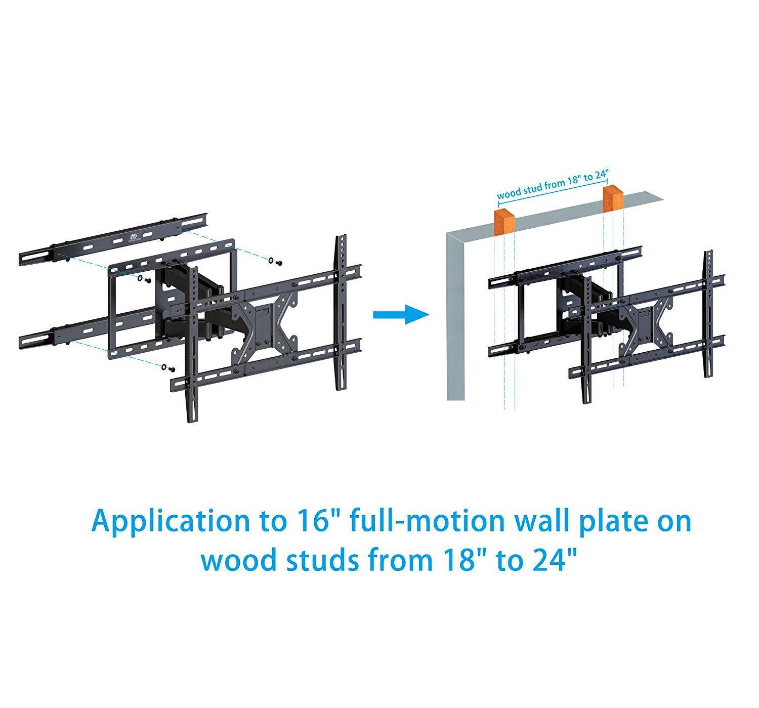 Mounting Dream MD5231 TV Wall Mount Extended Bracket for 16" Wall Plate, Fitting 18" - 24" Wood Stud, Max Loading Capacity of 154 LBS