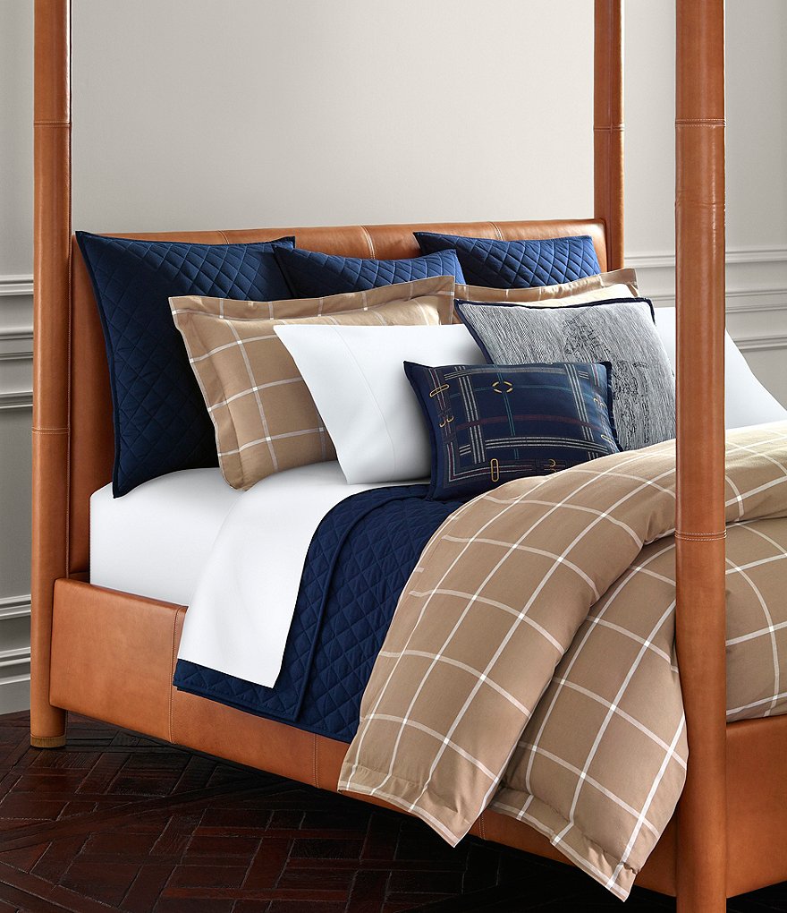 Ralph Lauren Modern Equestrian Windowpane Cotton & Cashmere Duvet Cover